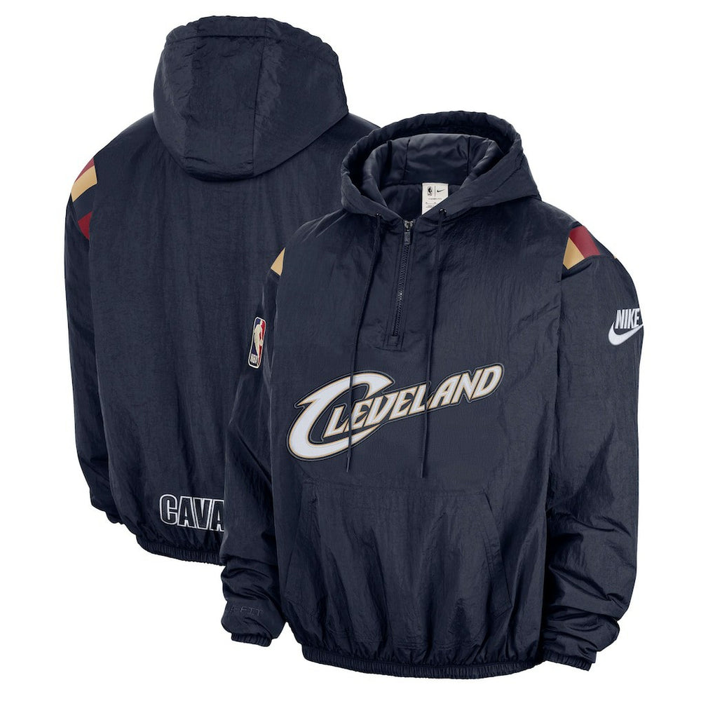 Cleveland Cavaliers Hardwood Classics Therma-FIT Half-Zip Hooded Windbreaker Navy - Nike
