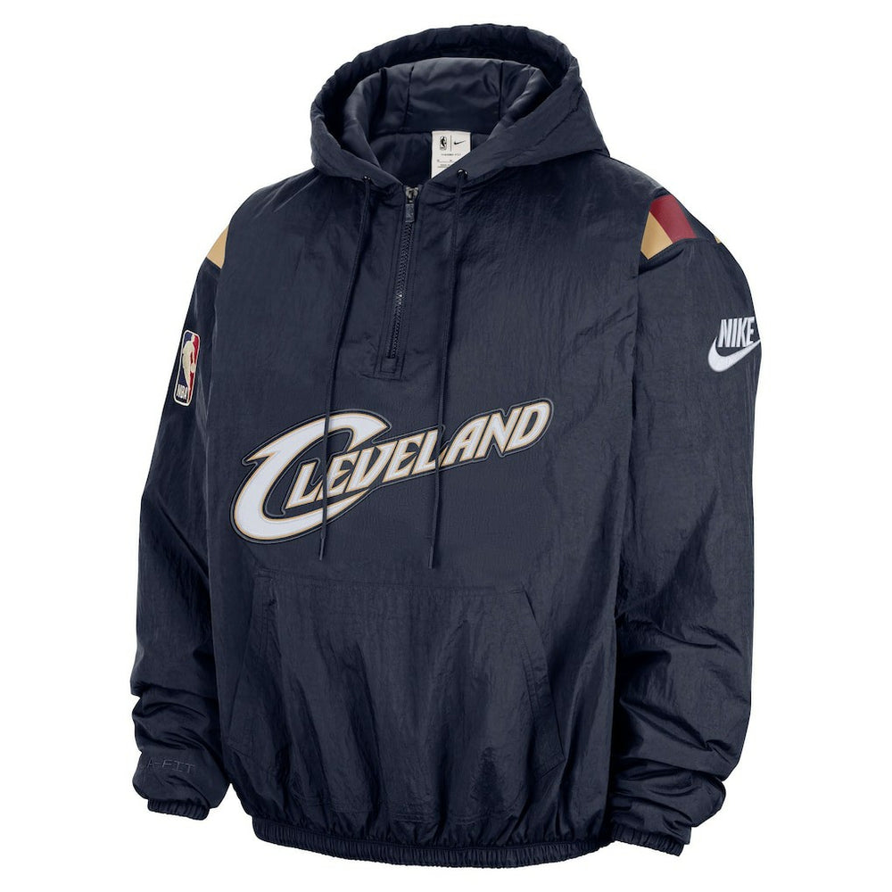 Cleveland Cavaliers Hardwood Classics Therma-FIT Half-Zip Hooded Windbreaker Navy - Nike