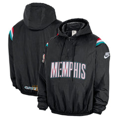 Memphis Grizzlies Hardwood Classics Therma-FIT Half-Zip Hooded Windbreaker Black - Nike