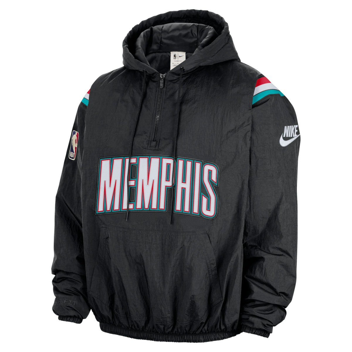 Memphis Grizzlies Hardwood Classics Therma-FIT Half-Zip Hooded Windbreaker Black - Nike