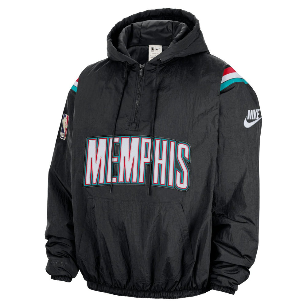 Memphis Grizzlies Hardwood Classics Therma-FIT Half-Zip Hooded Windbreaker Black - Nike