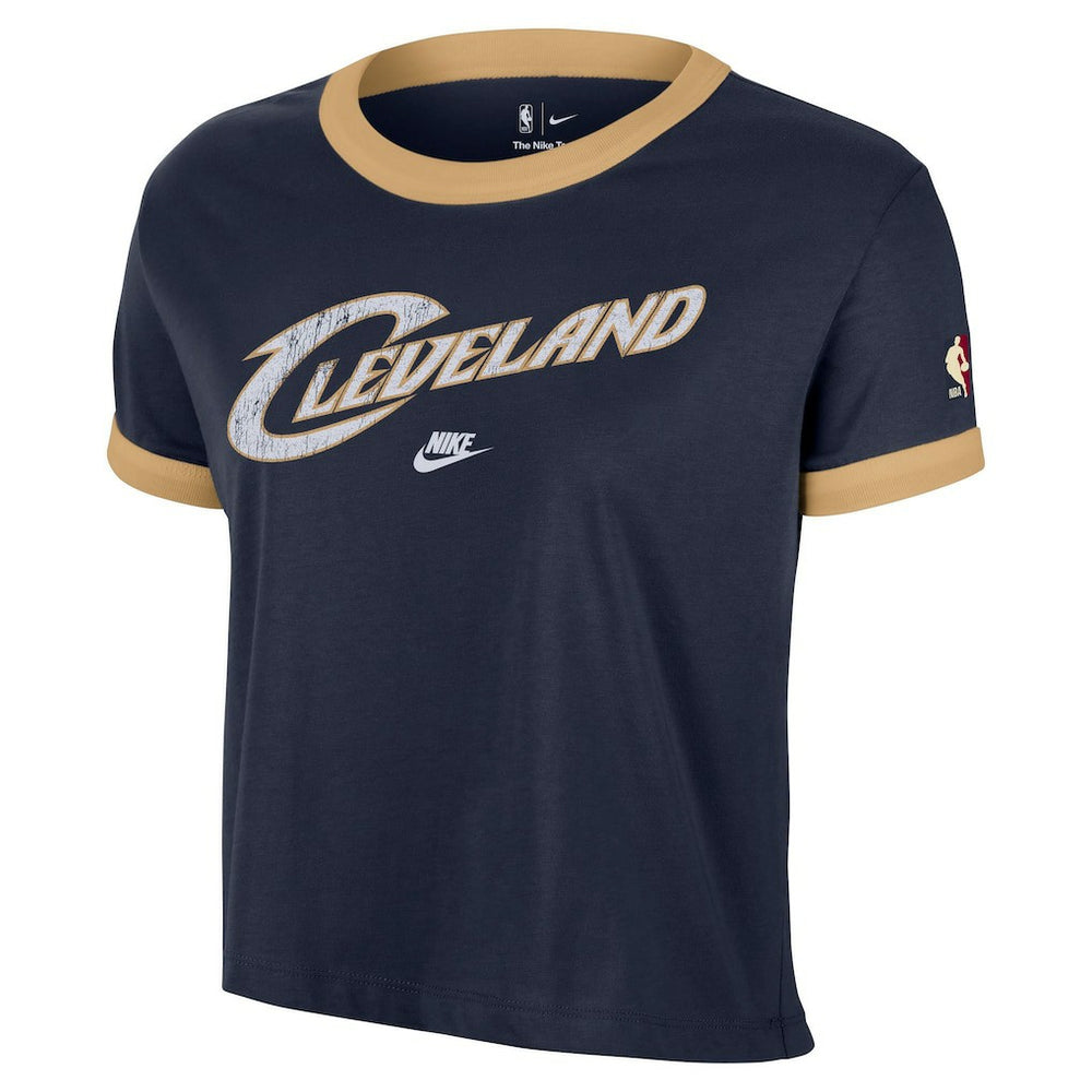 Cleveland Cavaliers Women's Classic Edition Hardwood Classics Essential Vintage Ringer T-Shirt Navy - Nike