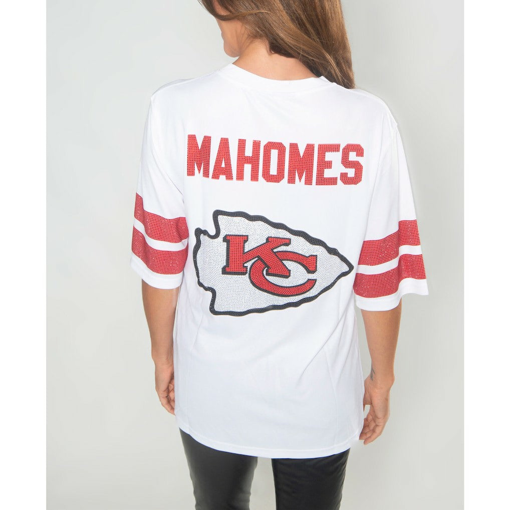 Kansas City Chiefs Cuce Women's Crystal V-Neck Tunic - White