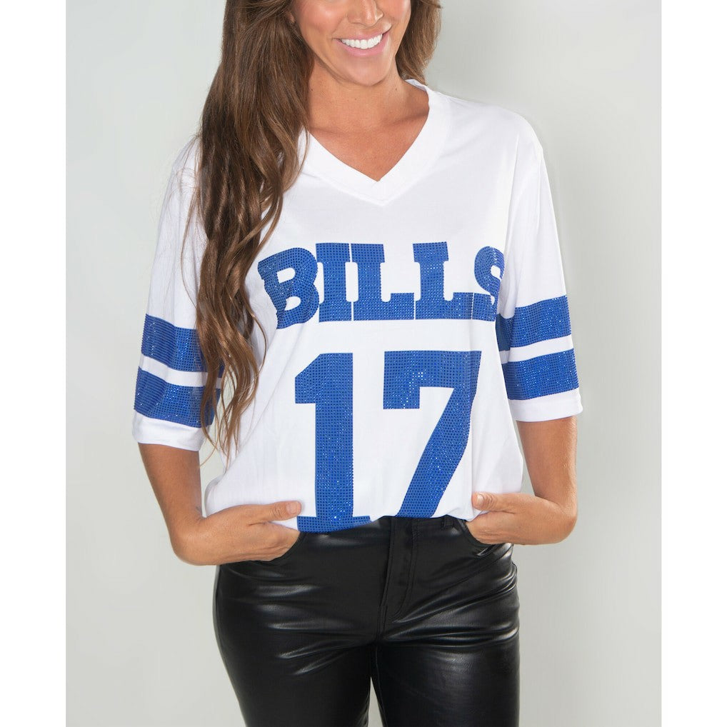 Josh Allen Buffalo Bills Cuce Women's Crystal V-Neck Tunic - White