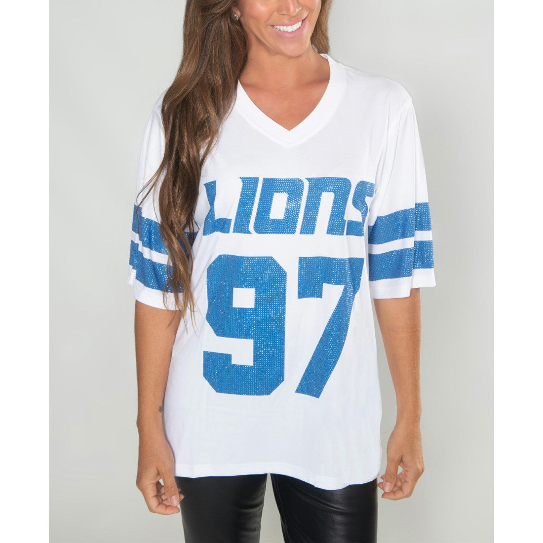 Aidan Hutchinson Detroit Lions Cuce Women's Crystal V-Neck Tunic - White