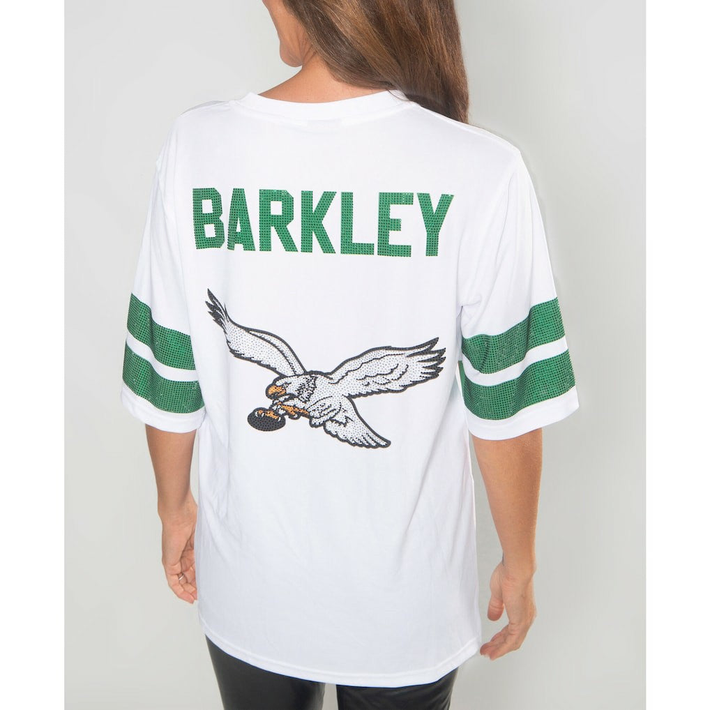 Saquon Barkley Philadelphia Eagles Cuce Women's Crystal V-Neck Tunic - White