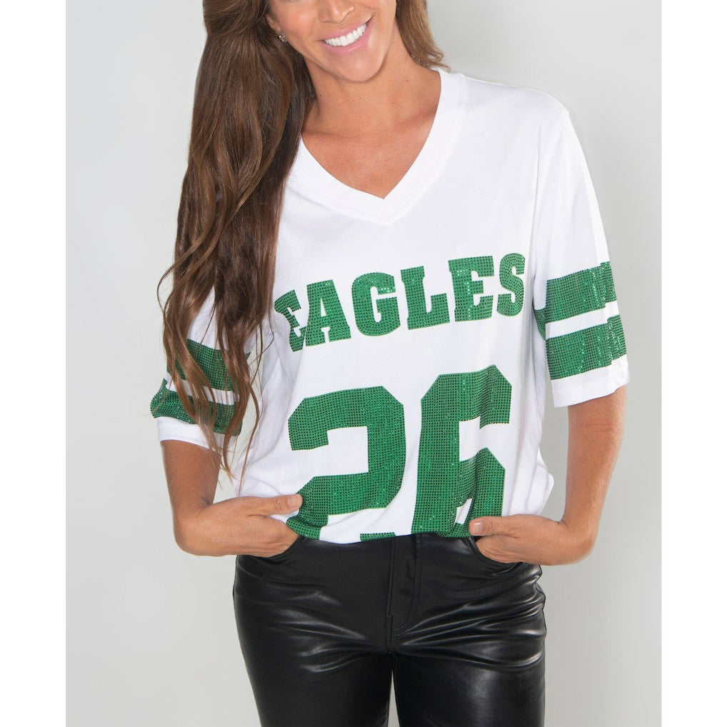 Saquon Barkley Philadelphia Eagles Cuce Women's Crystal V-Neck Tunic - White