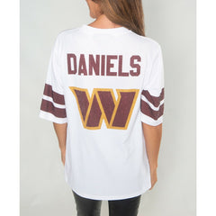 Jayden Daniels Washington Commanders Cuce Women's Crystal V-Neck Tunic - White