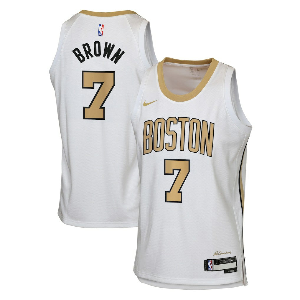 Jaylen Brown Boston Celtics Youth 2025/26 City Edition Swingman Jersey White - Nike