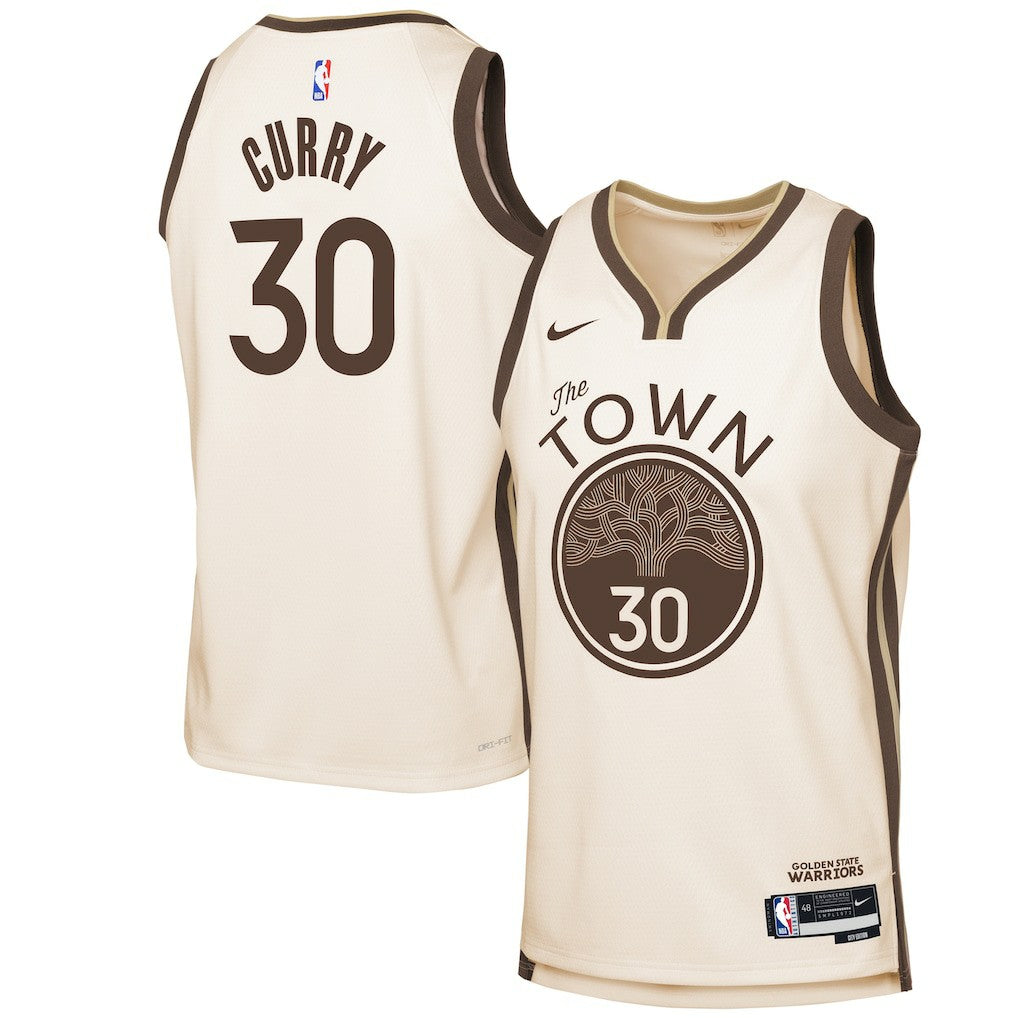 Stephen Curry Golden State Warriors Youth 2025/26 City Edition Swingman Jersey Tan - Nike