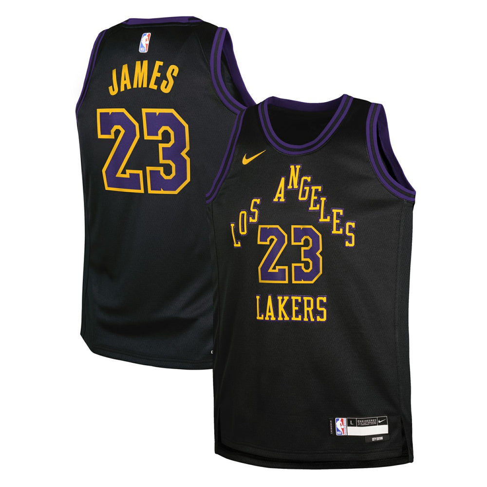 LeBron James Los Angeles Lakers Youth 2025/26 City Edition Swingman Jersey Black - Nike