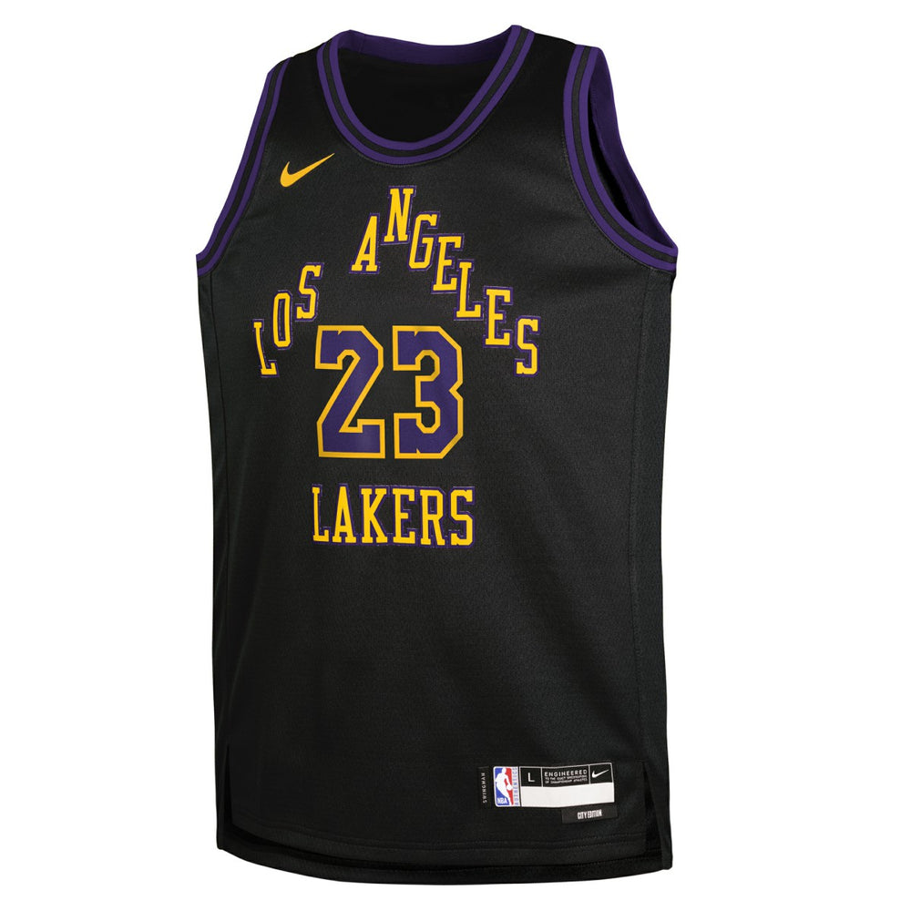 LeBron James Los Angeles Lakers Youth 2025/26 City Edition Swingman Jersey Black - Nike