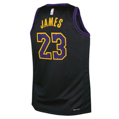 LeBron James Los Angeles Lakers Youth 2025/26 City Edition Swingman Jersey Black - Nike