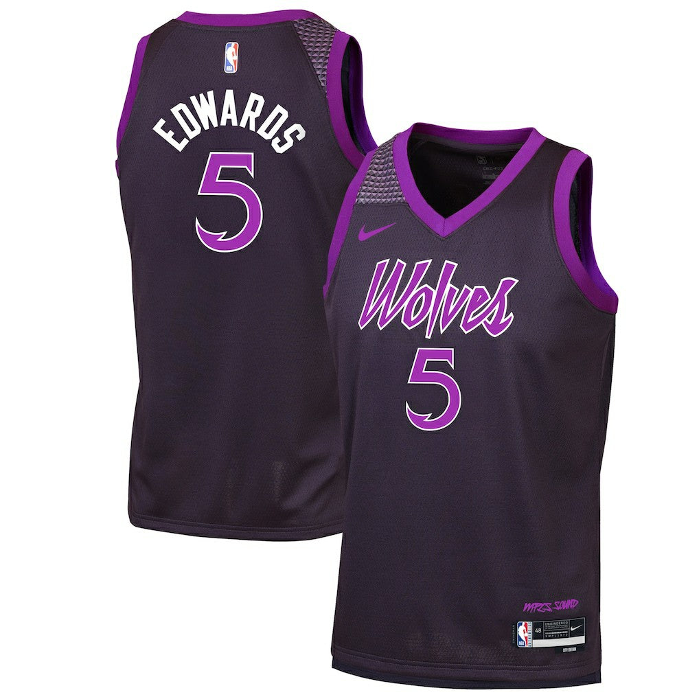 Anthony Edwards Minnesota Timberwolves Youth 2025/26 City Edition Swingman Jersey Purple - Nike
