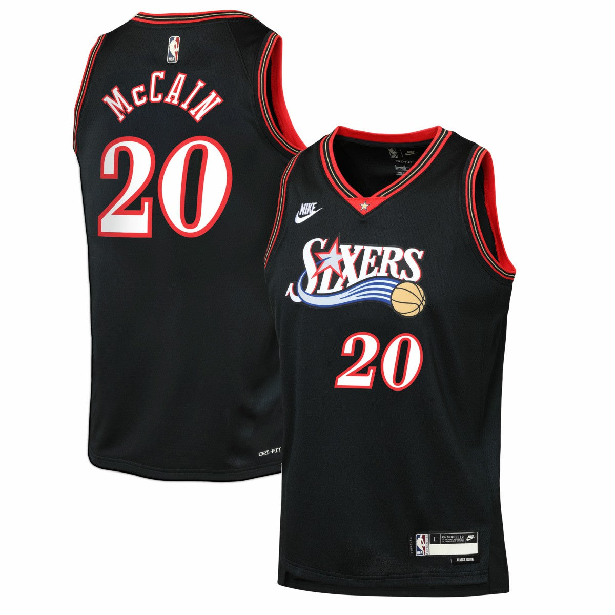 Jared McCain Philadelphia 76ers Youth Swingman Jersey Classic Edition Black - Nike