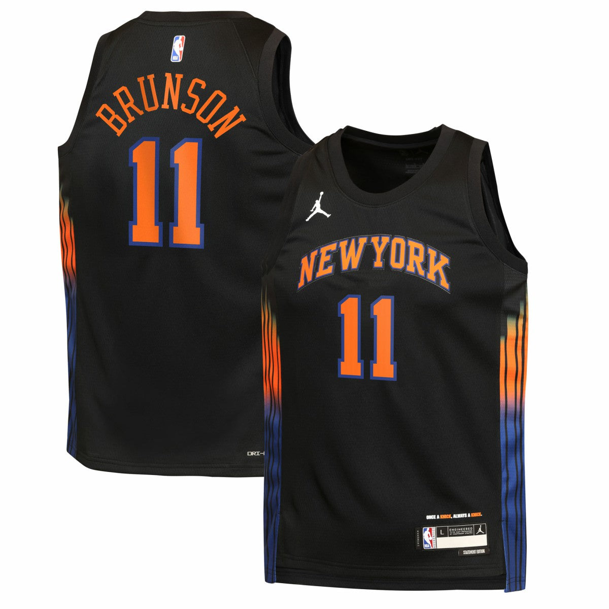 Jalen Brunson New York Knicks Jordan Brand Youth Swingman Jersey Statement Edition Black