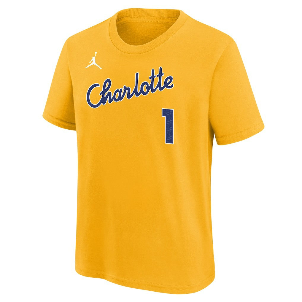 LaMelo Ball Charlotte Hornets Youth 2025/26 City Edition Name & Number T-Shirt Yellow - Nike