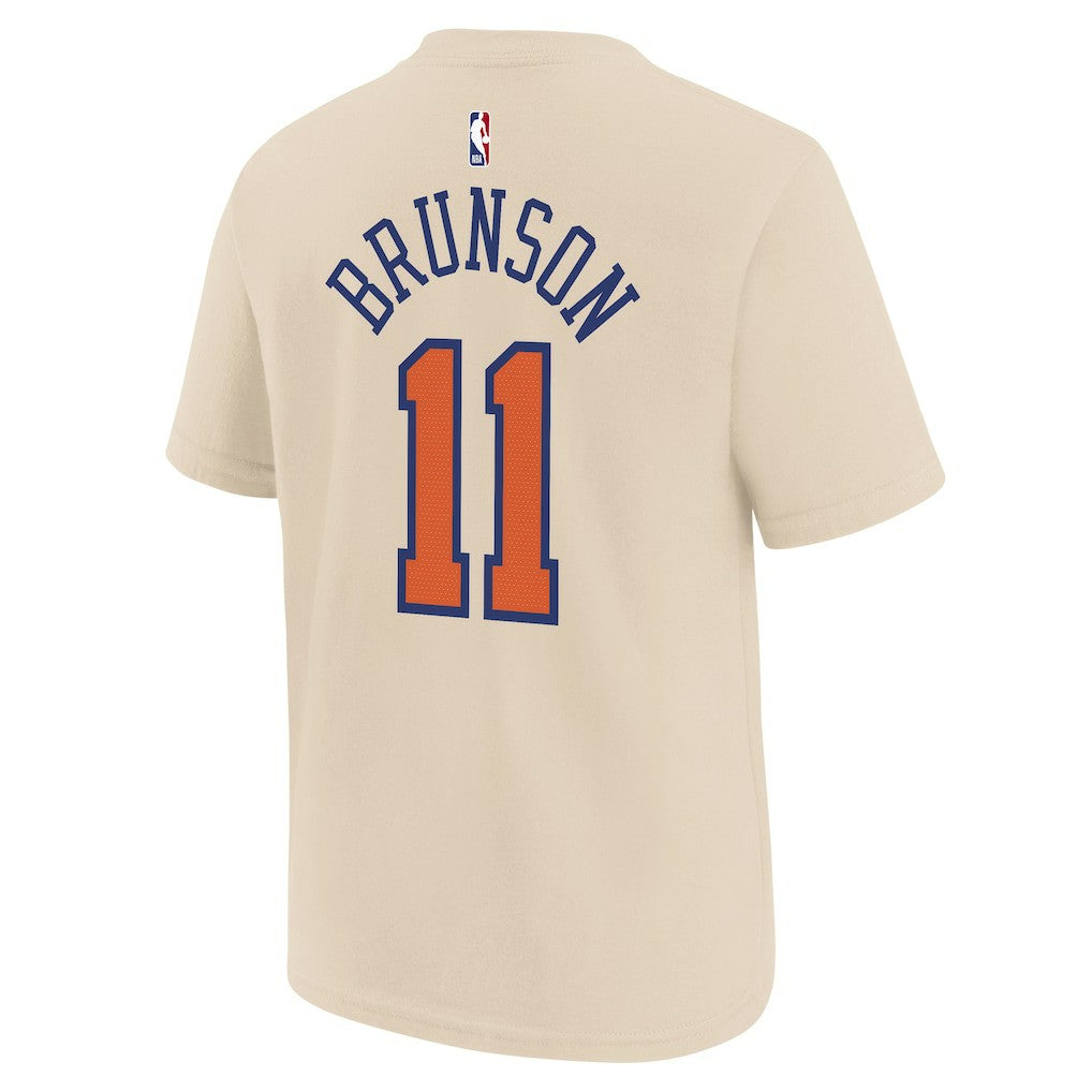 Jalen Brunson New York Knicks Youth 2025/26 City Edition Name & Number T-Shirt Cream - Nike