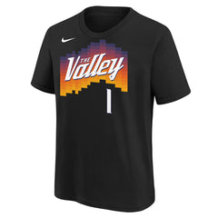 Devin Booker Phoenix Suns Youth 2025/26 City Edition Name & Number T-Shirt Black - Nike