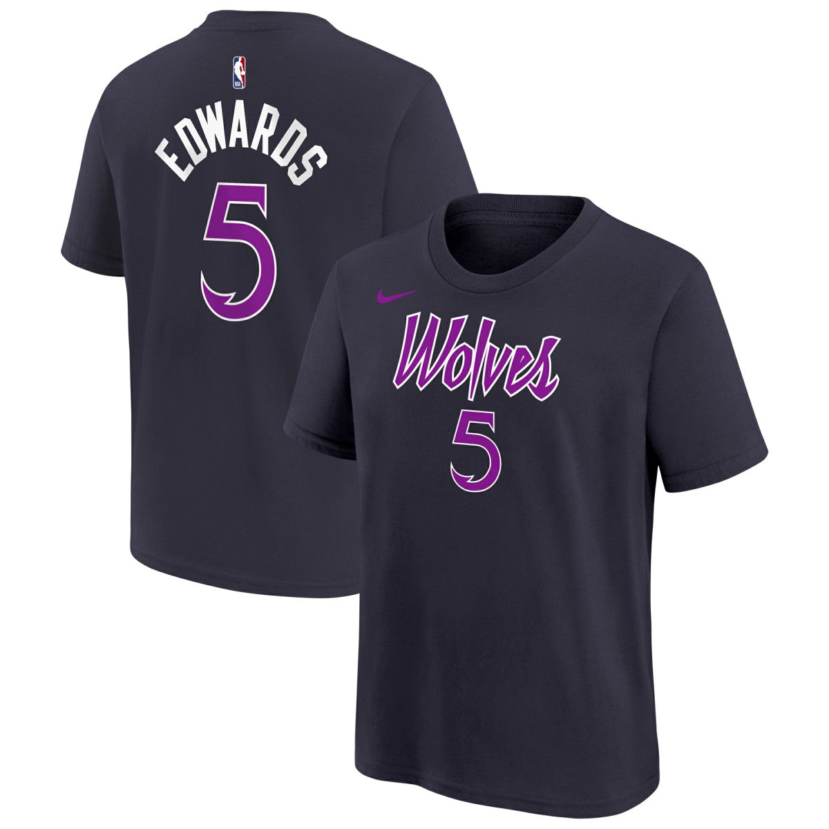 Anthony Edwards Minnesota Timberwolves Youth 2025/26 City Edition Name & Number T-Shirt Purple - Nike
