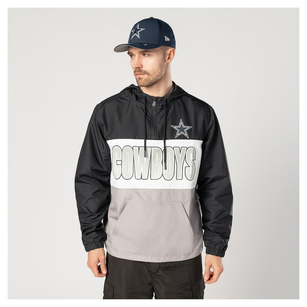 Dallas Cowboys New Era Ripstop Quarter-Zip Hooded Windbreaker - Navy Tops