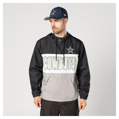 Dallas Cowboys New Era Ripstop Quarter-Zip Hooded Windbreaker - Navy Tops