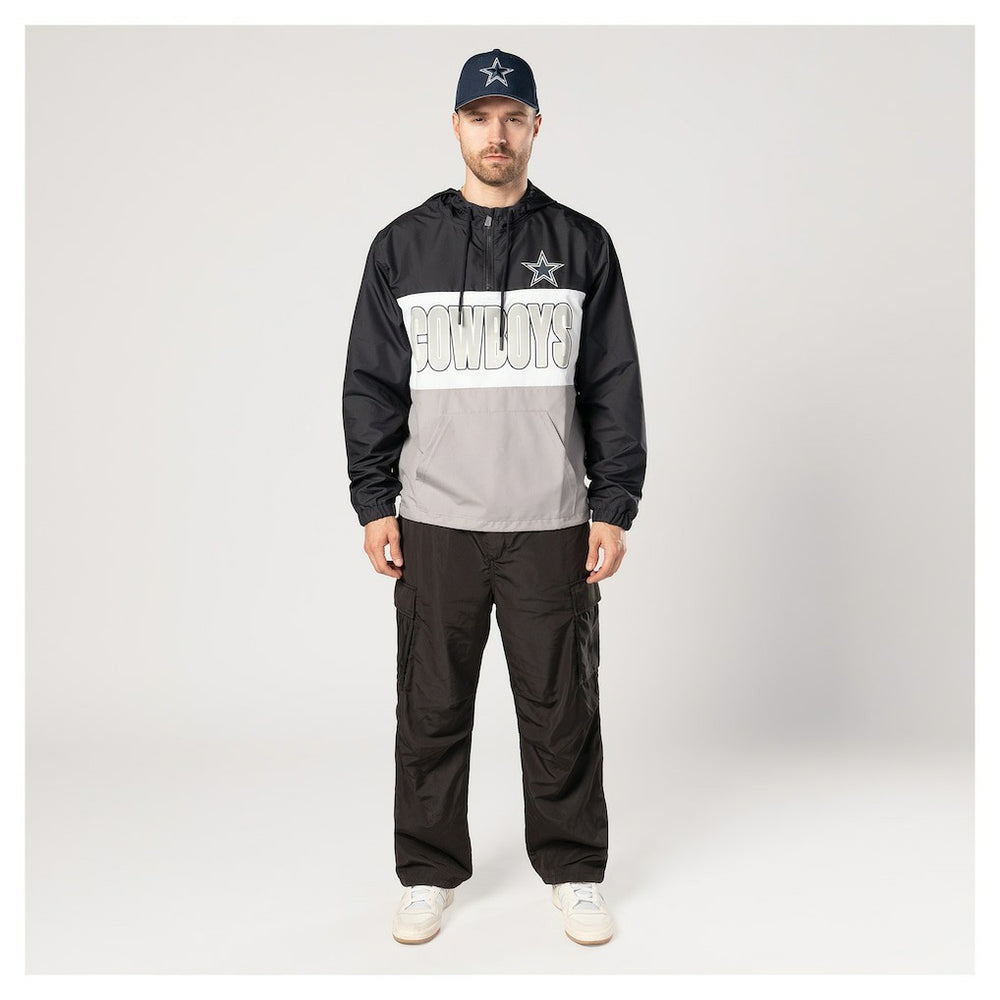 Dallas Cowboys New Era Ripstop Quarter-Zip Hooded Windbreaker - Navy Tops