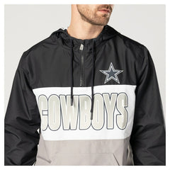 Dallas Cowboys New Era Ripstop Quarter-Zip Hooded Windbreaker - Navy Tops