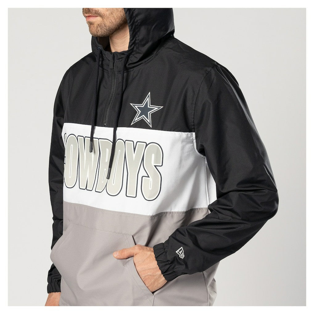 Dallas Cowboys New Era Ripstop Quarter-Zip Hooded Windbreaker - Navy Tops