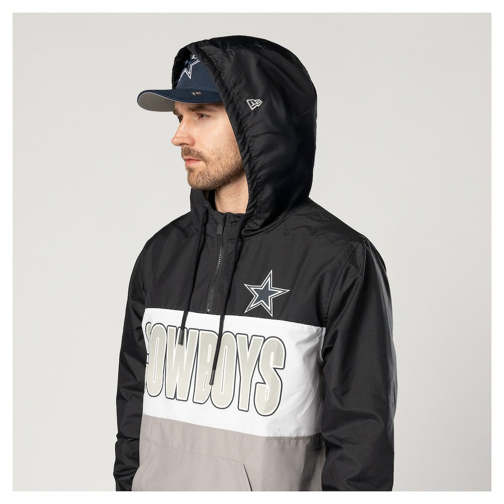 Dallas Cowboys New Era Ripstop Quarter-Zip Hooded Windbreaker - Navy Tops