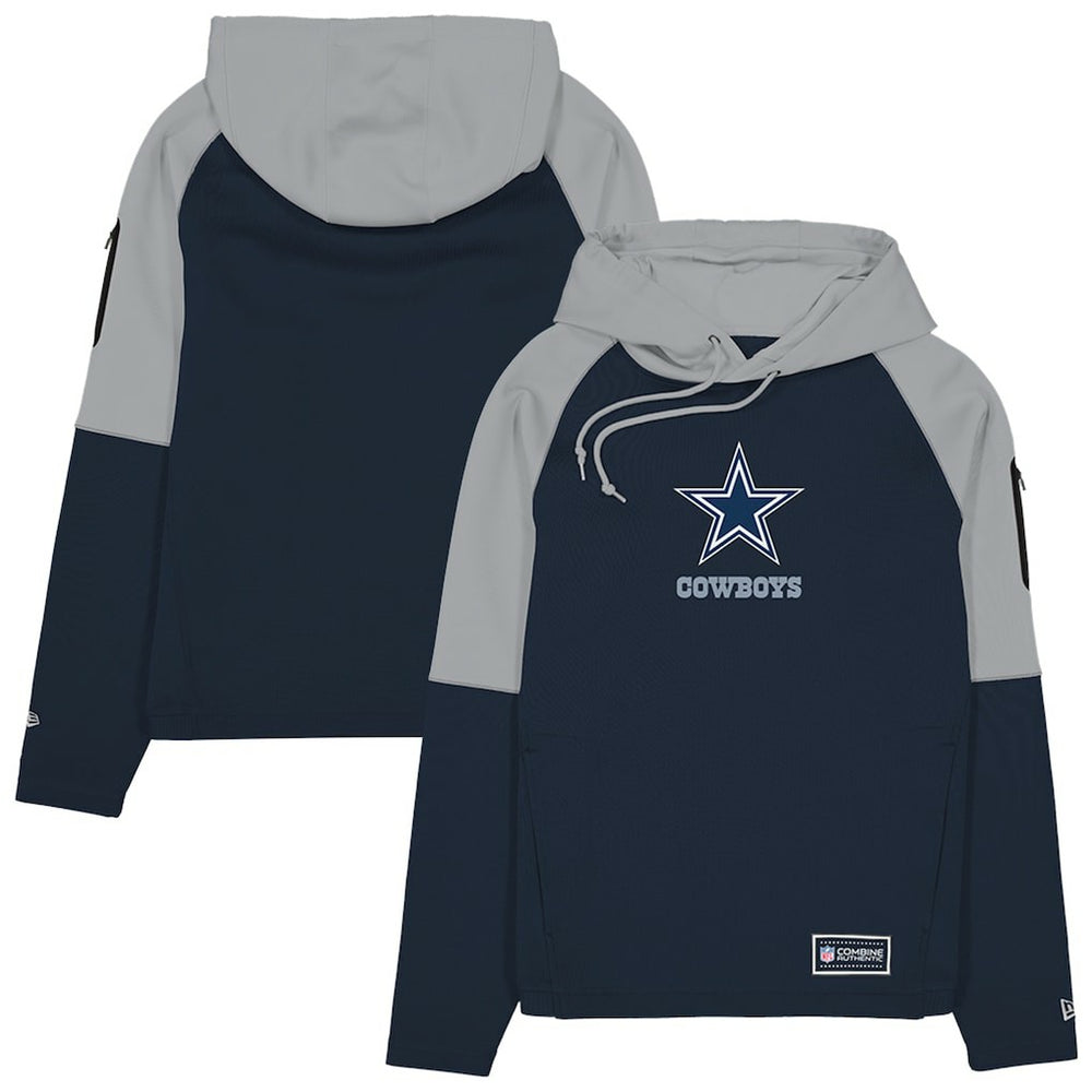 Dallas Cowboys New Era Combine Authentic Color Block Raglan Pullover Hoodie - Navy Hoodies