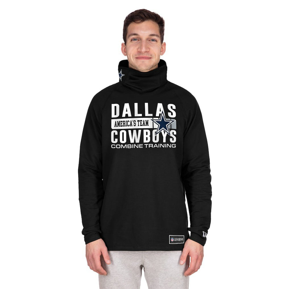 Dallas Cowboys New Era Functional Fandom Balaclava Helmet Stripe Tri-Blend Hoodie - Black Hoodies