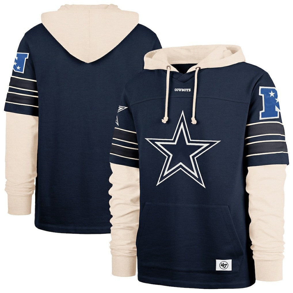 Dallas Cowboys '47 Split Zone Cornerback Duo Hoodie - Navy Hoodies