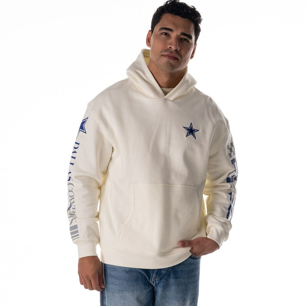 Dallas Cowboys The Wild Collective Unisex Stacked Graphic Sleeve Fleece Hoodie - White Hoodies