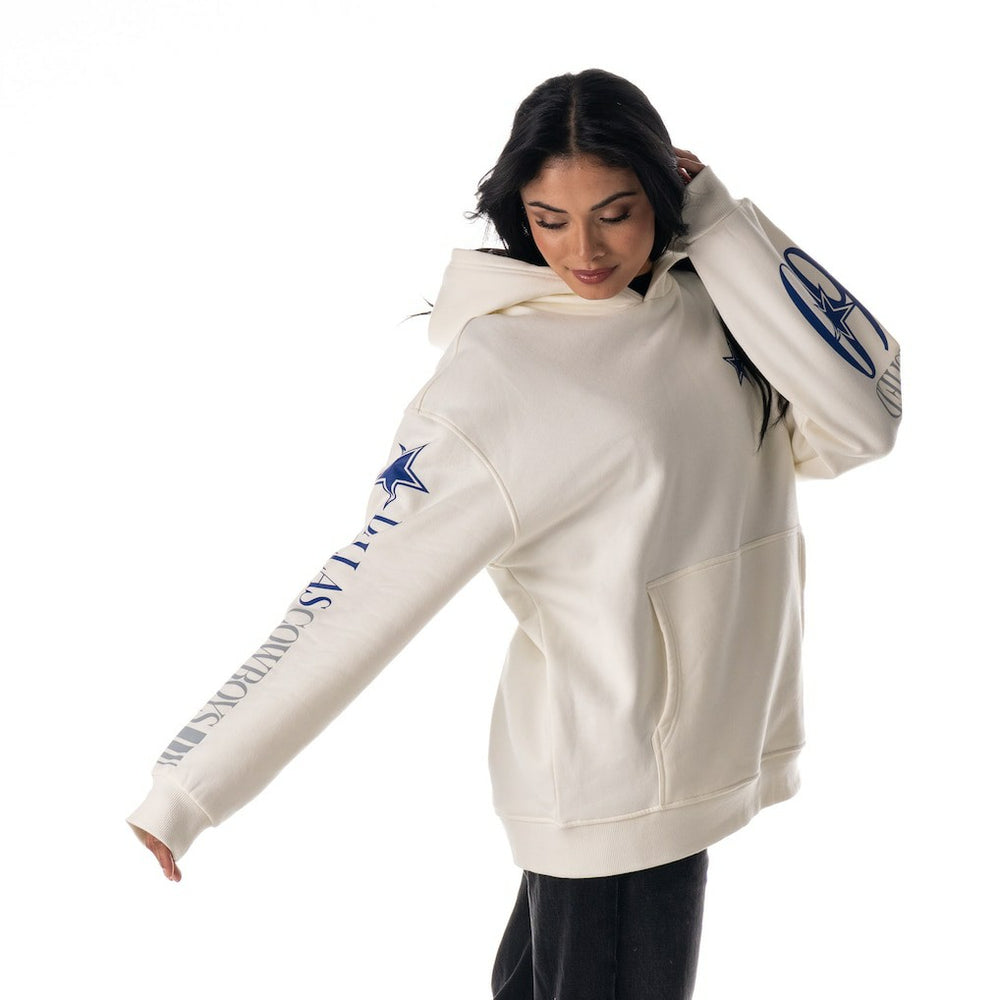 Dallas Cowboys The Wild Collective Unisex Stacked Graphic Sleeve Fleece Hoodie - White Hoodies
