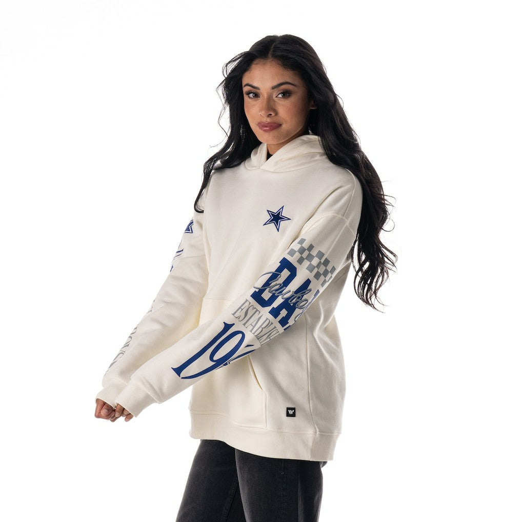 Dallas Cowboys The Wild Collective Unisex Stacked Graphic Sleeve Fleece Hoodie - White Hoodies