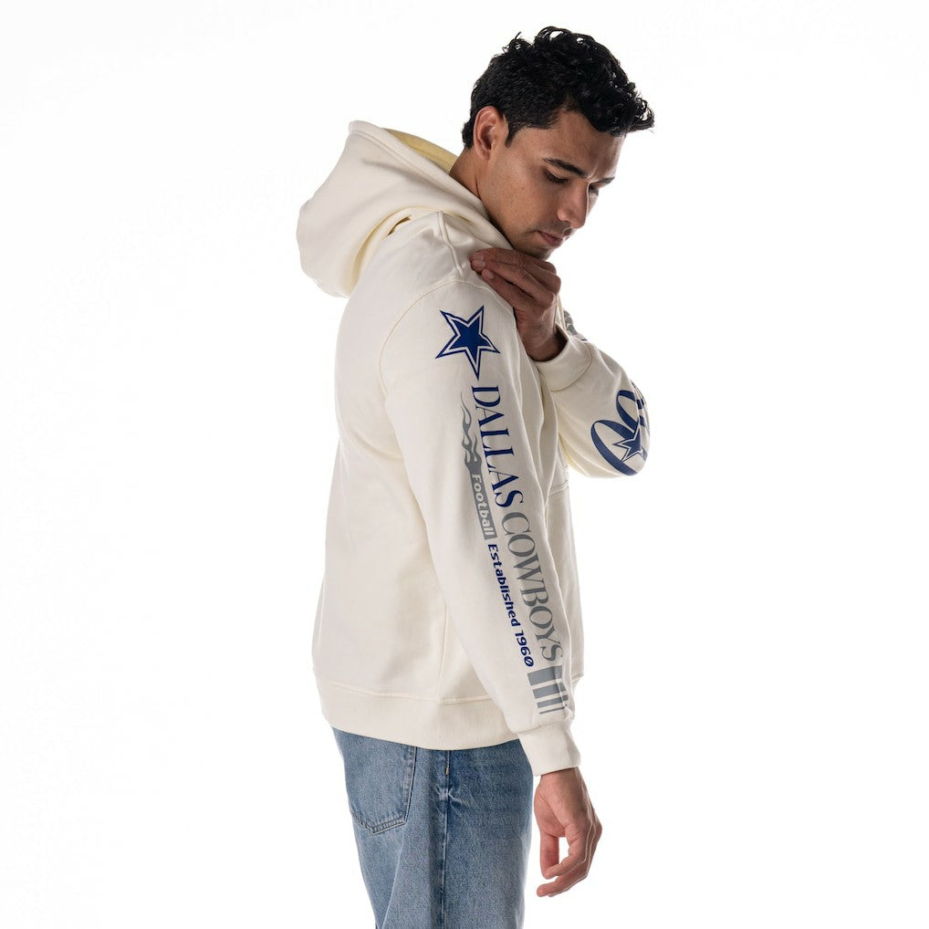 Dallas Cowboys The Wild Collective Unisex Stacked Graphic Sleeve Fleece Hoodie - White Hoodies