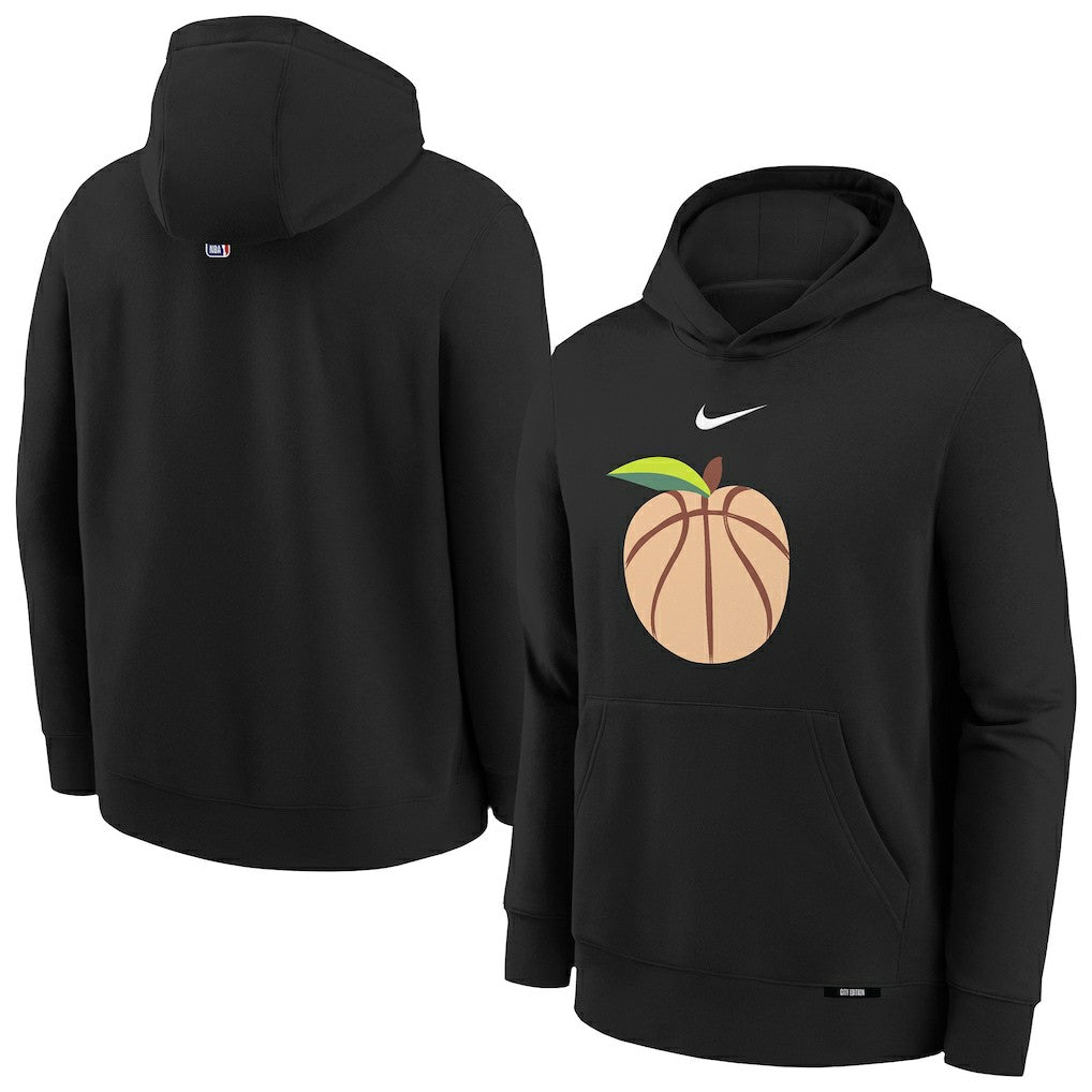 Atlanta Hawks Youth 2025/26 City Edition Club Fleece Pullover Hoodie Black - Nike