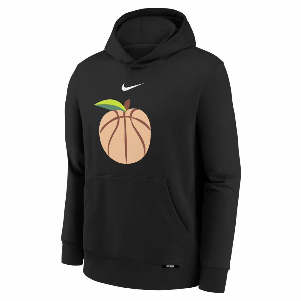 Atlanta Hawks Youth 2025/26 City Edition Club Fleece Pullover Hoodie Black - Nike