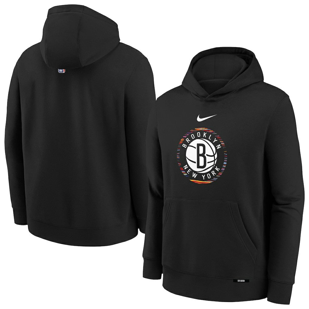 Brooklyn Nets Youth 2025/26 City Edition Club Fleece Pullover Hoodie Black - Nike outlet