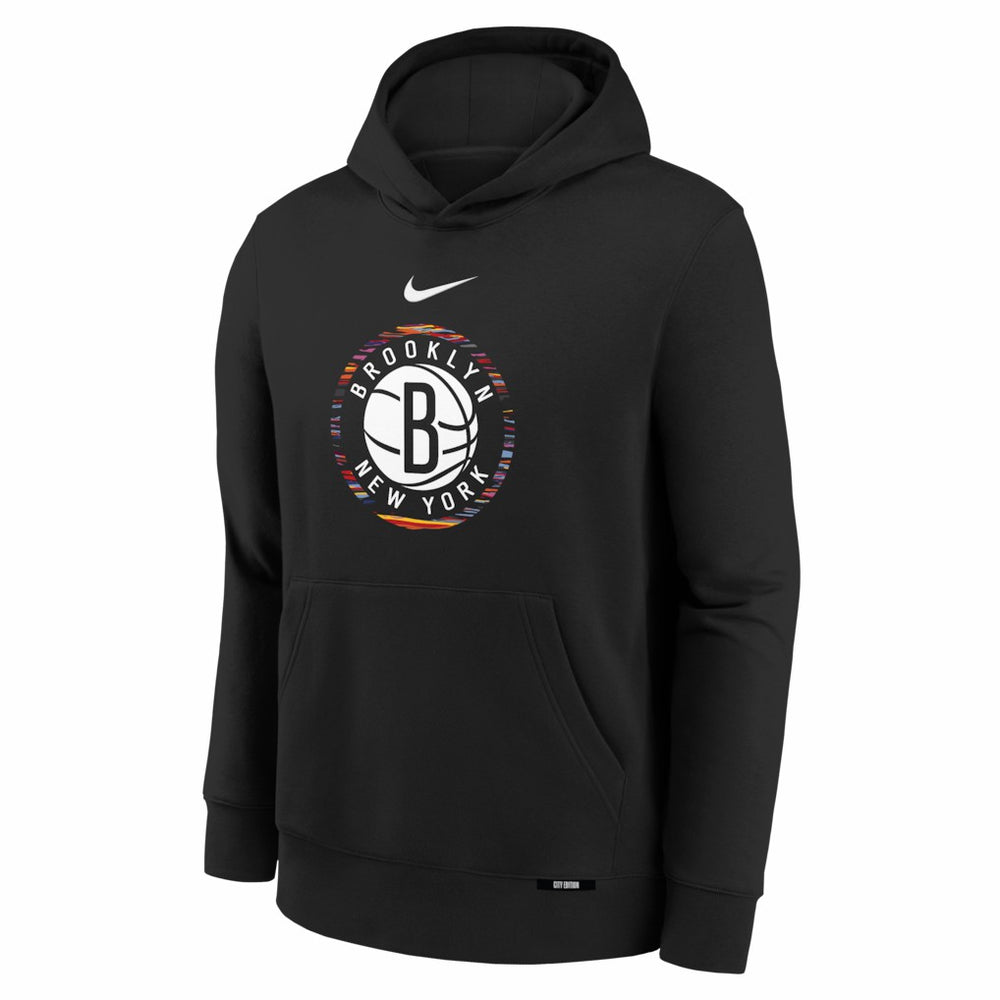 Brooklyn Nets Youth 2025/26 City Edition Club Fleece Pullover Hoodie Black - Nike outlet