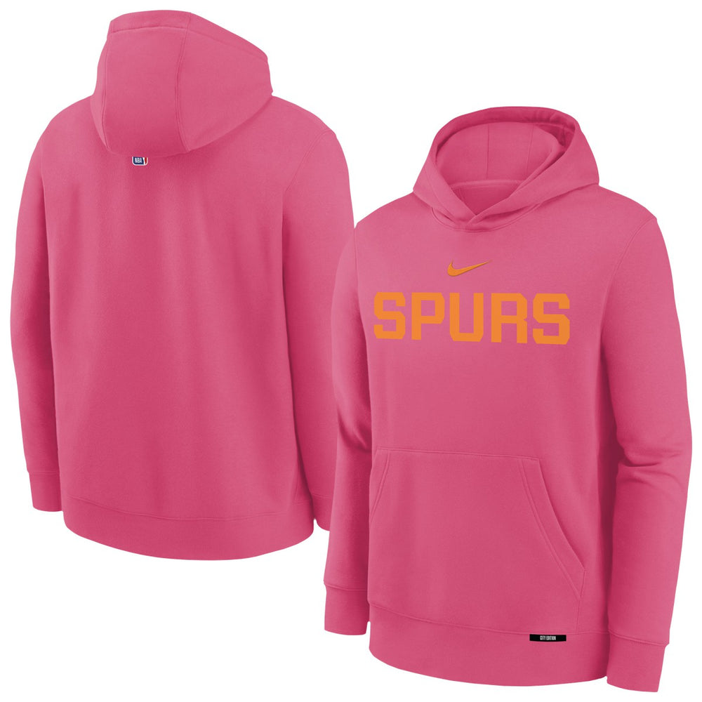 San Antonio Spurs Youth 2025/26 City Edition Club Fleece Pullover Hoodie Pink - Nike
