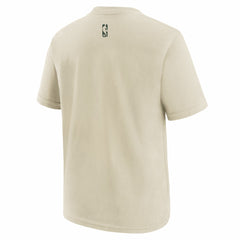 Milwaukee Bucks Youth 2025/26 City Edition Max90 T-Shirt Cream/Hunter Green - Nike