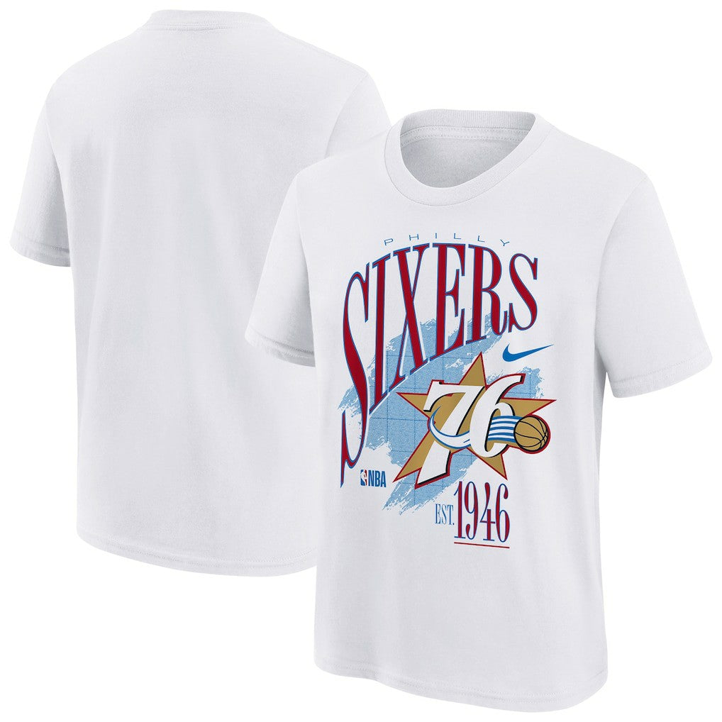 Philadelphia 76ers Youth Hardwood Classics Champs Max90 T-Shirt White - Nike