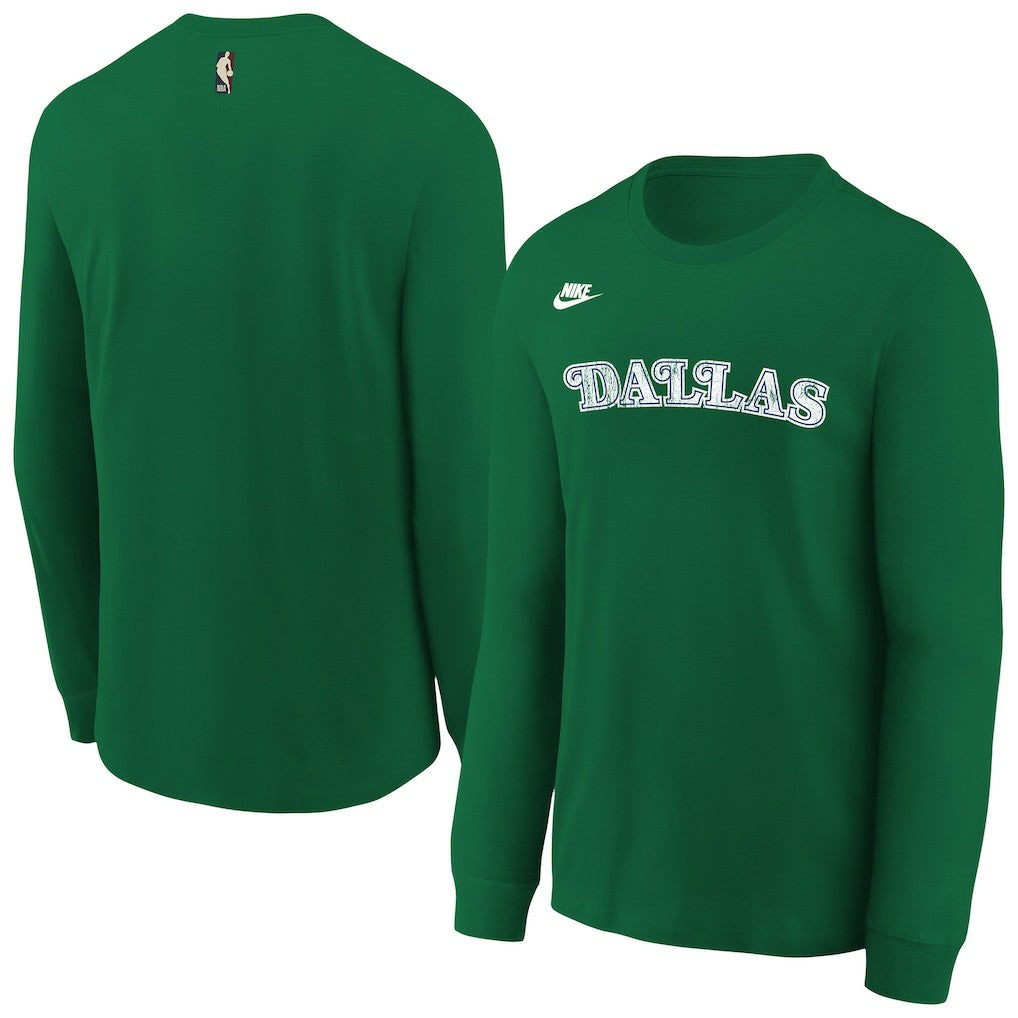 Dallas Mavericks Youth Hardwood Classics Essential Logo Max90 Long Sleeve T-Shirt Green - Nike