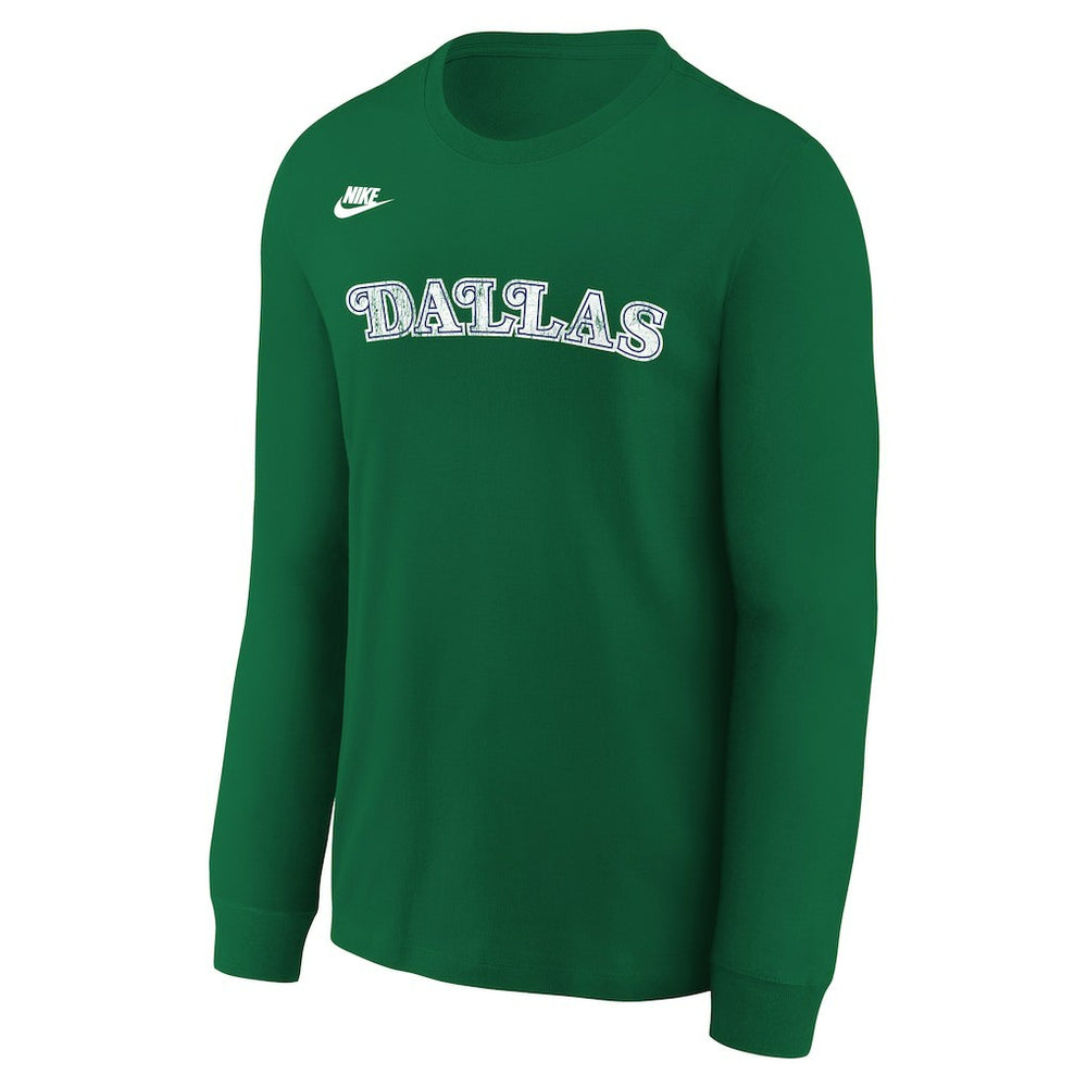 Dallas Mavericks Youth Hardwood Classics Essential Logo Max90 Long Sleeve T-Shirt Green - Nike