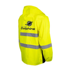 Miami Dolphins Hi-Vis Safety Waterproof Rainshell Full-Zip Hooded Jacket - Yellow Jackets