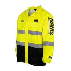 New York Giants Hi-Vis Safety Waterproof Rainshell Full-Zip Hooded Jacket - Yellow Jackets