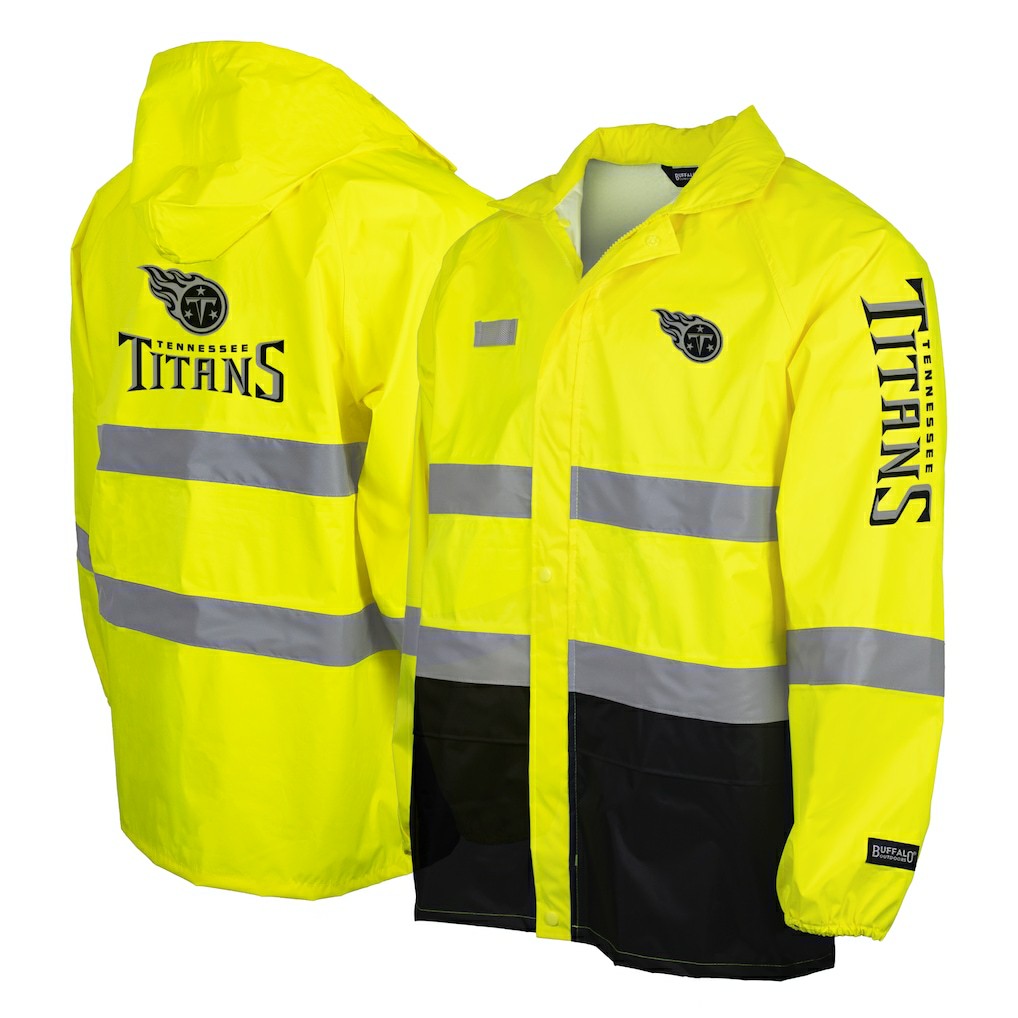 Tennessee Titans Hi-Vis Safety Waterproof Rainshell Full-Zip Hooded Jacket - Yellow Jackets