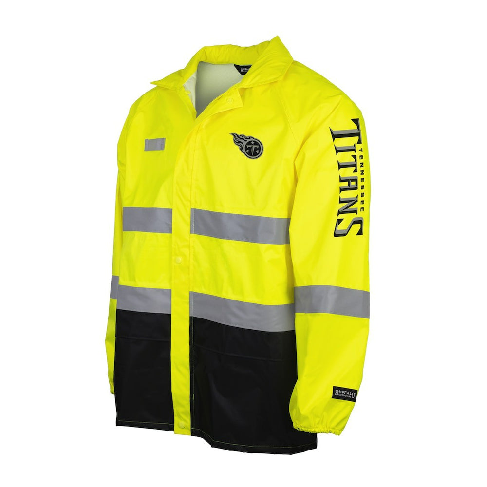 Tennessee Titans Hi-Vis Safety Waterproof Rainshell Full-Zip Hooded Jacket - Yellow Jackets